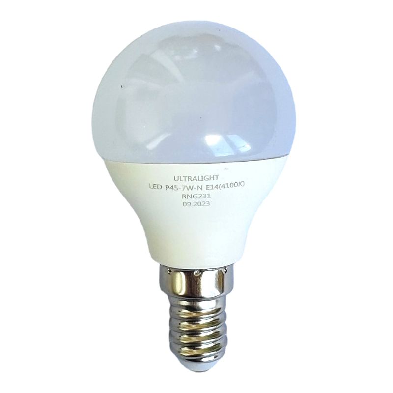 Лампа светодиодная LED P45 E14, 7W, нейтральный свет 4100K, с винтовым SES 14мм цоколем, шар