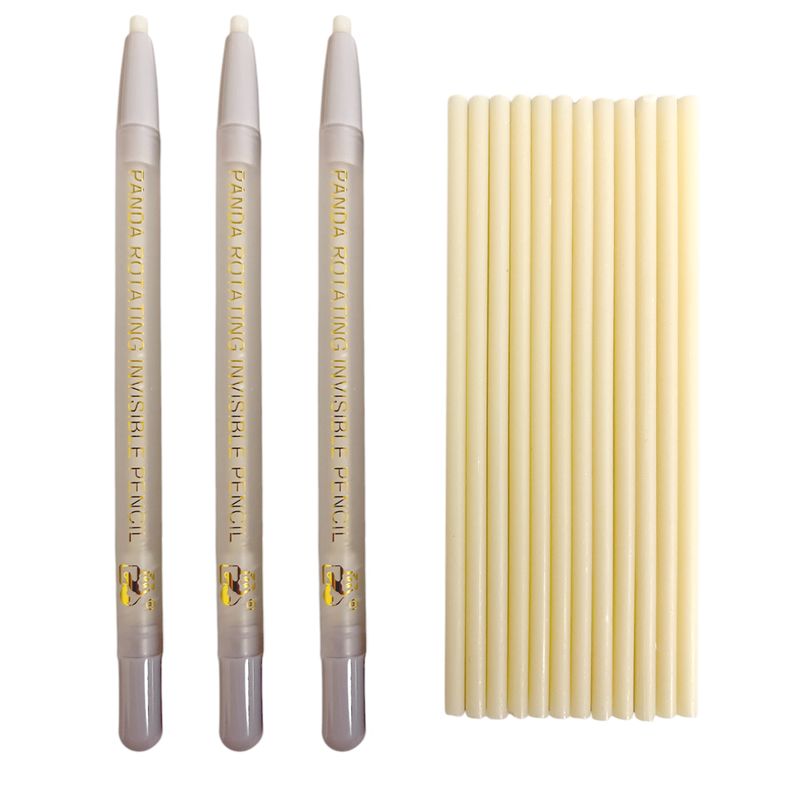 Карандаш для разметки на ткани термоисчезающий, механический, PANDA, набор (3ол. +12ст), белый