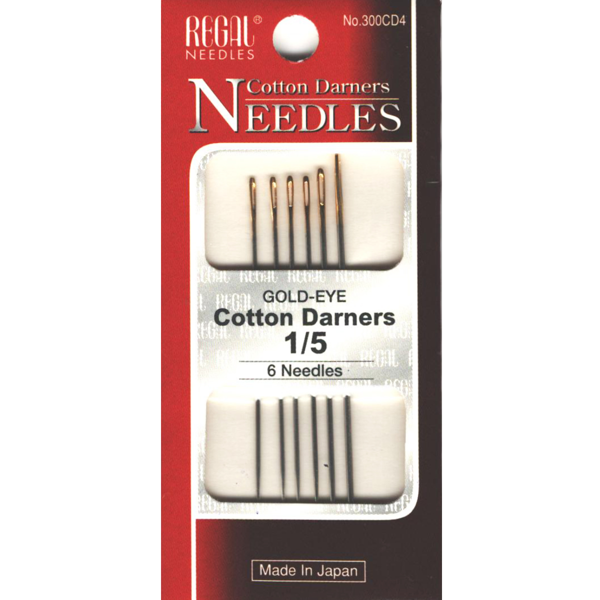 Иглы штопальные (Cotton Darners), № 1/5, золотое ушко, 300CD4, (6шт ...