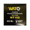 Лампа розжарювання WT152 E27, 40W, тепле світло 2700К, з гвинтовим ES 27мм цоколем, матова, куля
