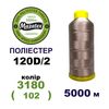 Нитки для машинної вишивки 100% поліестер, 120D/2, 5000м, 3180 (102), BN31