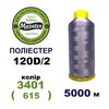 Нитки для машинної вишивки 100% поліестер, 120D/2, 5000м, 3401 (615), BN56